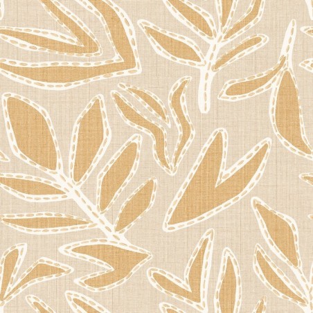 Papel pintado botánico Lanzea con efecto bordado de Casamance.