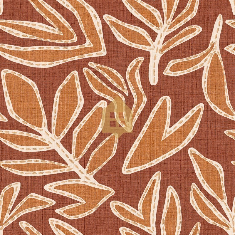 Papel pintado botánico Lanzea con efecto bordado de Casamance.