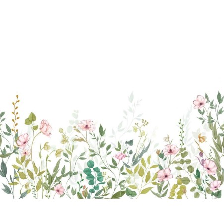 Papel pintado floral estilo acuarela Eclosion Printaniere de Casadeco.