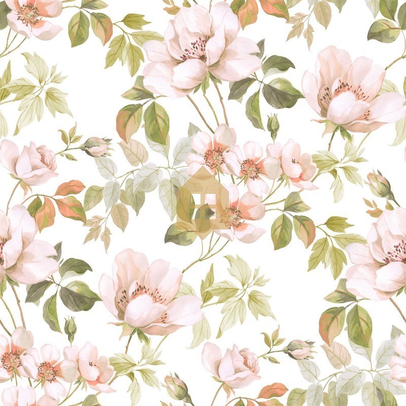 Papel pintado clásico de rosas Sous Les Rosiers de Casadeco.
