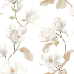 Papel pintado botánico realista Brume de Magnolia de Casadeco.