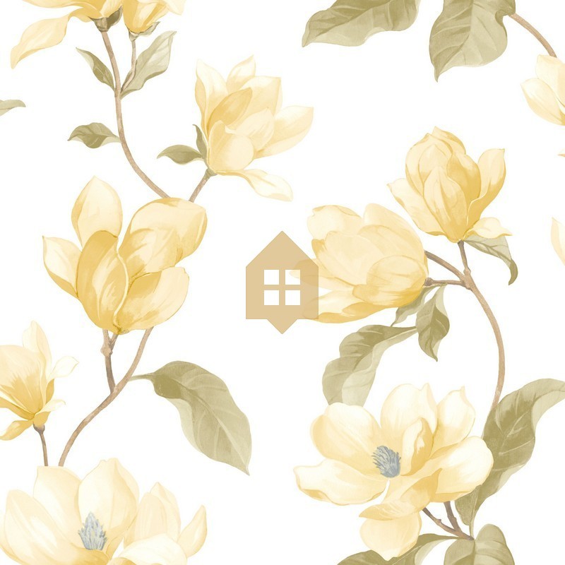 Papel pintado botánico realista Brume de Magnolia de Casadeco.