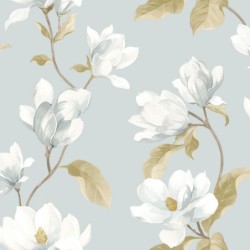 Papel pintado botánico realista Brume de Magnolia de Casadeco.
