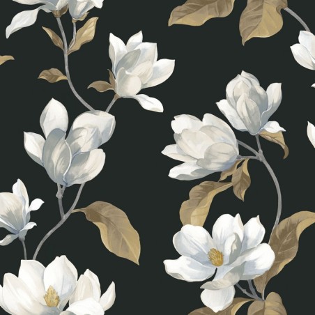 Papel pintado botánico realista Brume de Magnolia de Casadeco.