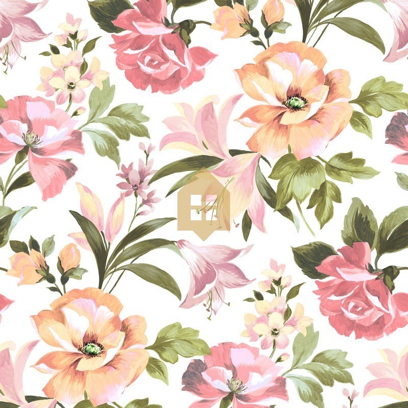 Papel pintado floral vibrante Bouquet D'Ete de Casadeco.