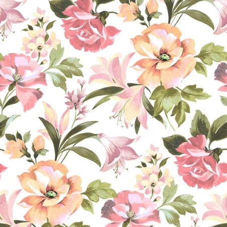Papel pintado floral vibrante Bouquet D'Ete de Casadeco.