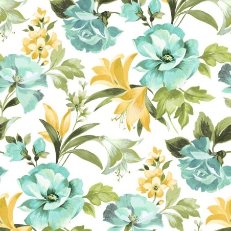 Papel pintado floral vibrante Bouquet D'Ete de Casadeco.