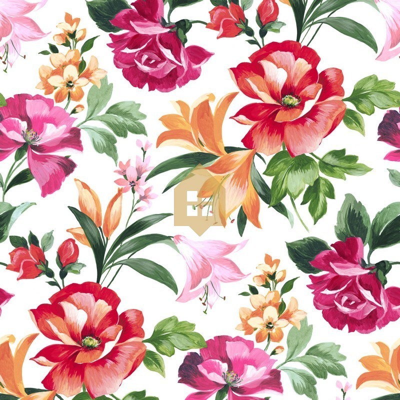 Papel pintado floral vibrante Bouquet D'Ete de Casadeco.