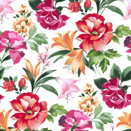 Papel pintado floral vibrante Bouquet D'Ete de Casadeco.