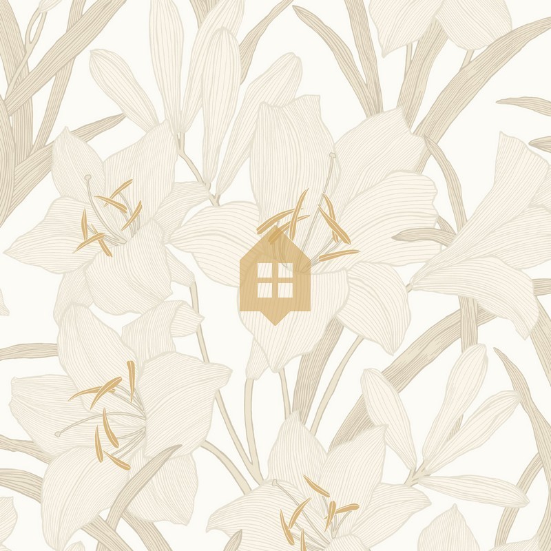 Papel pintado floral gráfico Clair de Lys de Casadeco.