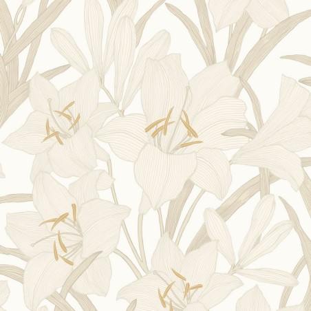 Papel pintado floral gráfico Clair de Lys de Casadeco.