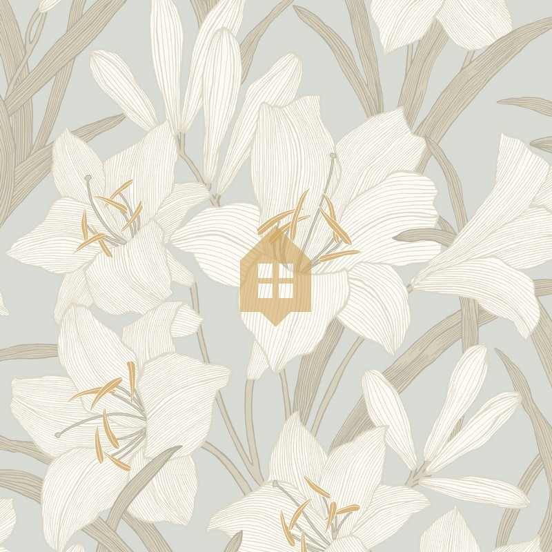 Papel pintado floral gráfico Clair de Lys de Casadeco.