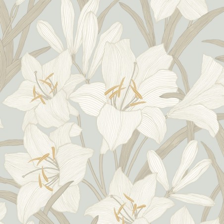 Papel pintado floral gráfico Clair de Lys de Casadeco.
