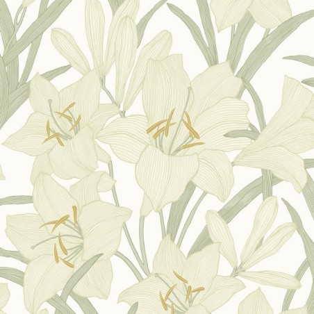 Papel pintado floral gráfico Clair de Lys de Casadeco.