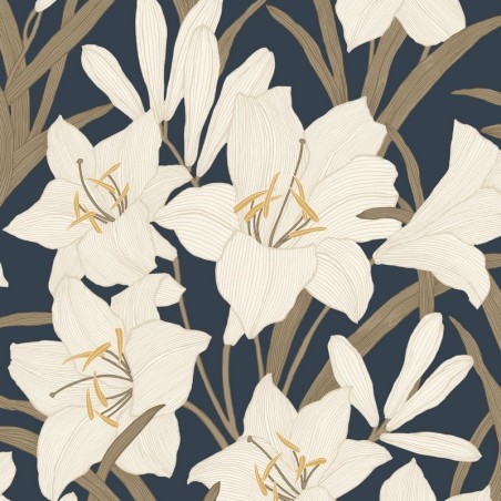 Papel pintado floral gráfico Clair de Lys de Casadeco.