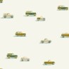 Papel pintado Pick Up de Caselio Happy Kids Club con patrón de siluetas de coches de juguete en estilo minimalista y moderno.