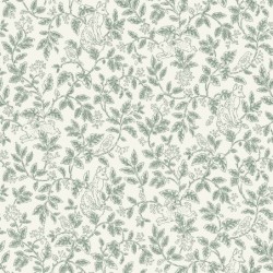 Papel pintado infantil Mini Wood de Caselio Happy Kids Club con diseño de bosque y animales en estilo clásico toile de Jouy.