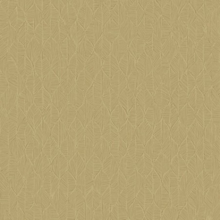 Papel pintado Tarrazu de Casadeco con patrón de pequeñas hojas tejidas y textura con relieve efecto vegetal.