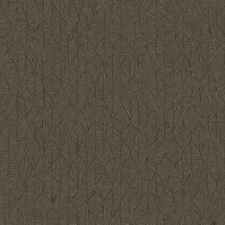 Papel pintado Tarrazu de Casadeco con patrón de pequeñas hojas tejidas y textura con relieve efecto vegetal.