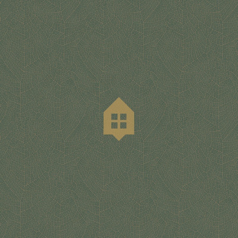 Papel pintado Nola de Casadeco con diseño de nervaduras de hojas detalladas y estilo botánico contemporáneo.