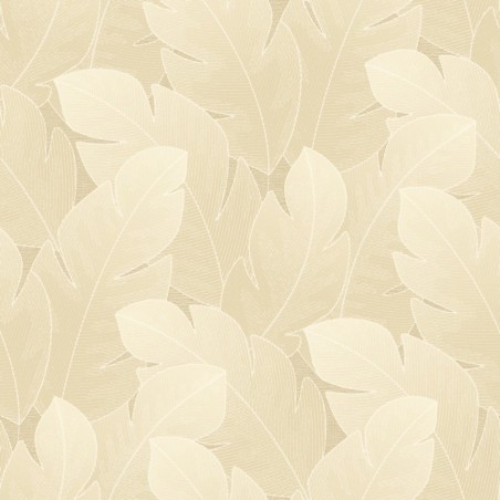 Papel pintado Yuto de Casadeco con diseño de grandes hojas estilizadas tipo pluma y efecto degradado sutil.