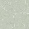 Papel pintado Granada de Casadeco con motivo de palma de gran formato y fondo de color liso con textura de grano.