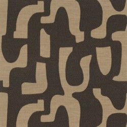 Papel pintado Seran de Casamance con diseño de formas orgánicas bordadas sobre textura de lino natural.