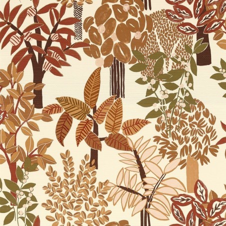 Papel pintado Peradeniya de Casamance con diseño botánico de bambúes y textura de fibra natural tipo seagrass.