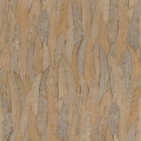 Papel pintado Neluwa de Casamance con diseño detallado de hojas de eucalipto y textura que resalta las nervaduras vegetales.