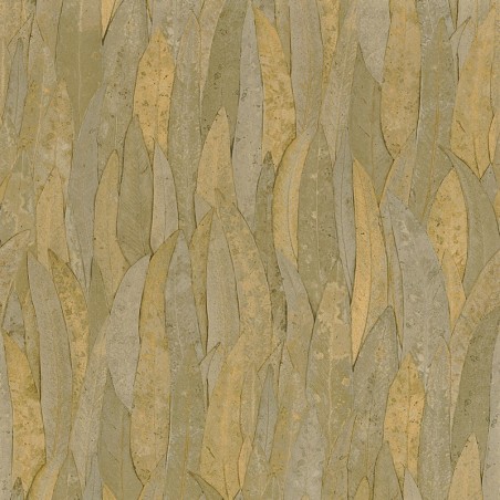 Papel pintado Neluwa de Casamance con diseño detallado de hojas de eucalipto y textura que resalta las nervaduras vegetales.