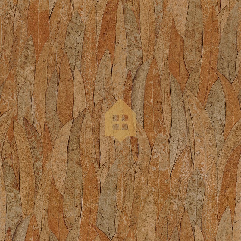 Papel pintado Neluwa de Casamance con diseño detallado de hojas de eucalipto y textura que resalta las nervaduras vegetales.
