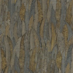 Papel pintado Neluwa de Casamance con diseño detallado de hojas de eucalipto y textura que resalta las nervaduras vegetales.