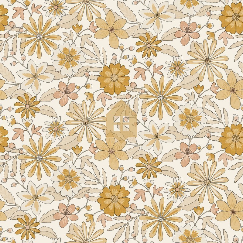 Papel pintado Emy de Caselio con diseño de patrón orgánico repetitivo y acabado vinílico de inspiración vintage moderna.