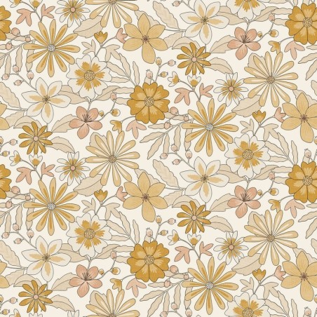 Papel pintado Emy de Caselio con diseño de patrón orgánico repetitivo y acabado vinílico de inspiración vintage moderna.