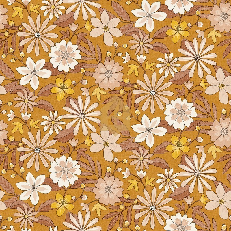 Papel pintado Emy de Caselio con diseño de patrón orgánico repetitivo y acabado vinílico de inspiración vintage moderna.