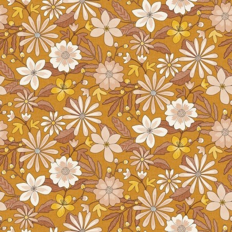 Papel pintado Emy de Caselio con diseño de patrón orgánico repetitivo y acabado vinílico de inspiración vintage moderna.