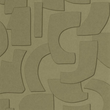 Papel pintado Volume de la colección Origine de Caselio con diseño geométrico de efecto relieve y profundidad visual.