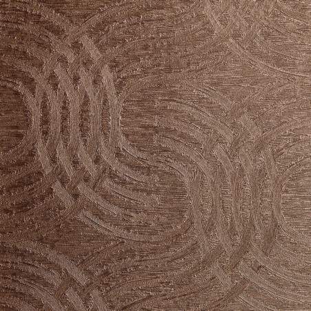 Papel pintado Auraria de Casamance con diseño de líneas curvas entrelazadas y detalles en sobreimpresión metálica de alta gama.