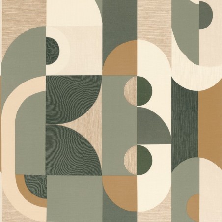 Papel pintado Vassily de la colección Mouvements de Casamance con diseño abstracto geométrico y textura de lienzo artístico.