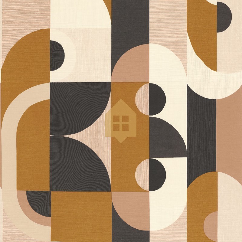 Papel pintado Vassily de la colección Mouvements de Casamance con diseño abstracto geométrico y textura de lienzo artístico.