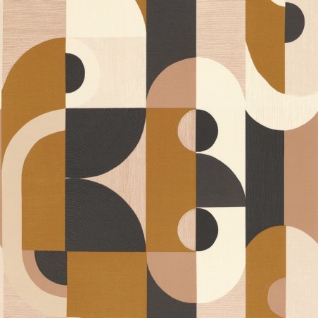 Papel pintado Vassily de la colección Mouvements de Casamance con diseño abstracto geométrico y textura de lienzo artístico.