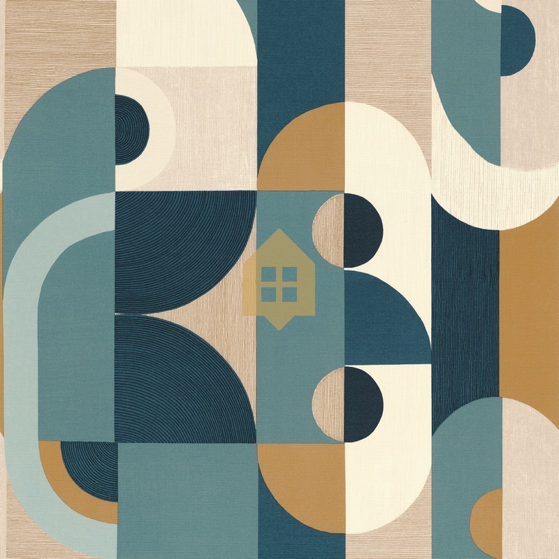 Papel pintado Vassily de la colección Mouvements de Casamance con diseño abstracto geométrico y textura de lienzo artístico.