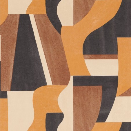 Papel pintado Gino de la colección Mouvements de Casamance con diseño de formas orgánicas efecto acuarela y textura de lienzo.