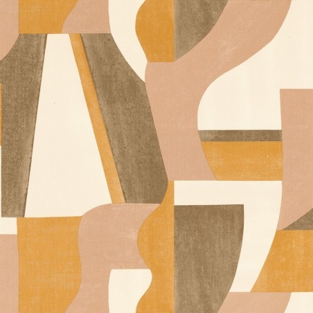 Papel pintado Gino de la colección Mouvements de Casamance con diseño de formas orgánicas efecto acuarela y textura de lienzo.