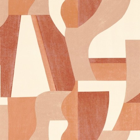Papel pintado Gino de la colección Mouvements de Casamance con diseño de formas orgánicas efecto acuarela y textura de lienzo.