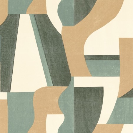 Papel pintado Gino de la colección Mouvements de Casamance con diseño de formas orgánicas efecto acuarela y textura de lienzo.