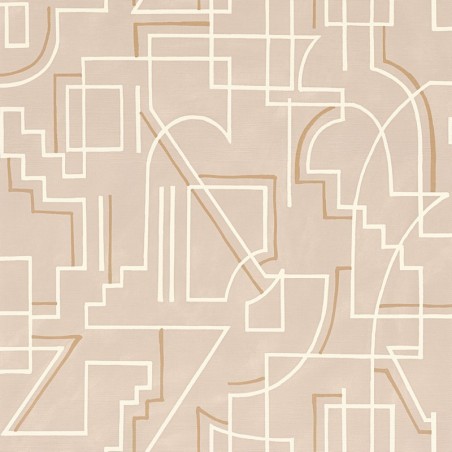 Papel pintado Alexander de la colección Mouvements de Casamance con diseño de líneas cinéticas y textura efecto cal mate.