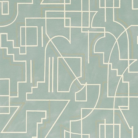 Papel pintado Alexander de la colección Mouvements de Casamance con diseño de líneas cinéticas y textura efecto cal mate.