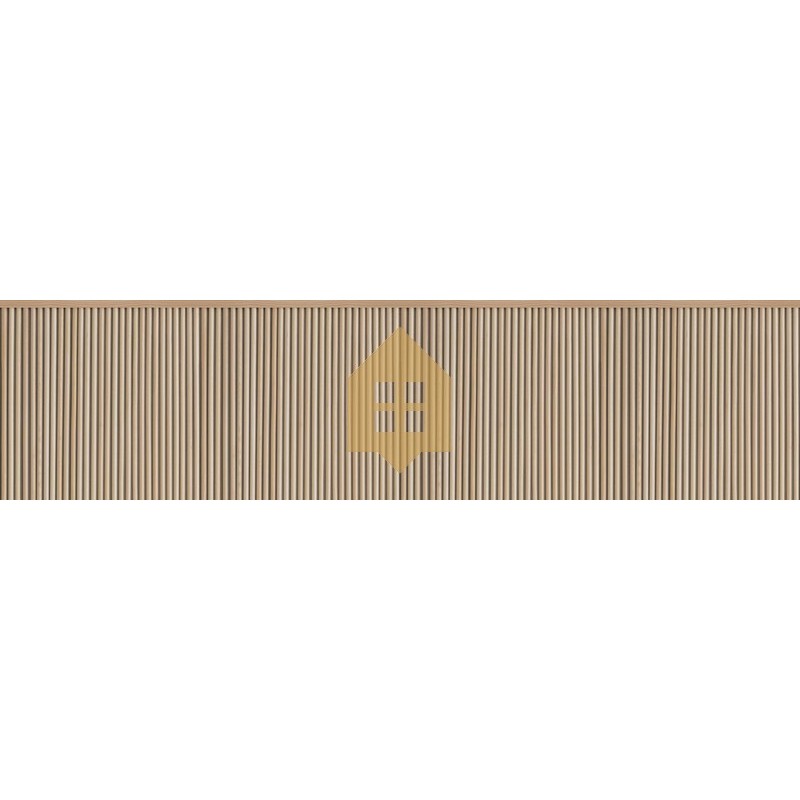 Papel pintado tipo zócalo Wood Base de Caselio con relieve tridimensional que imita paneles y molduras de madera clásicas.