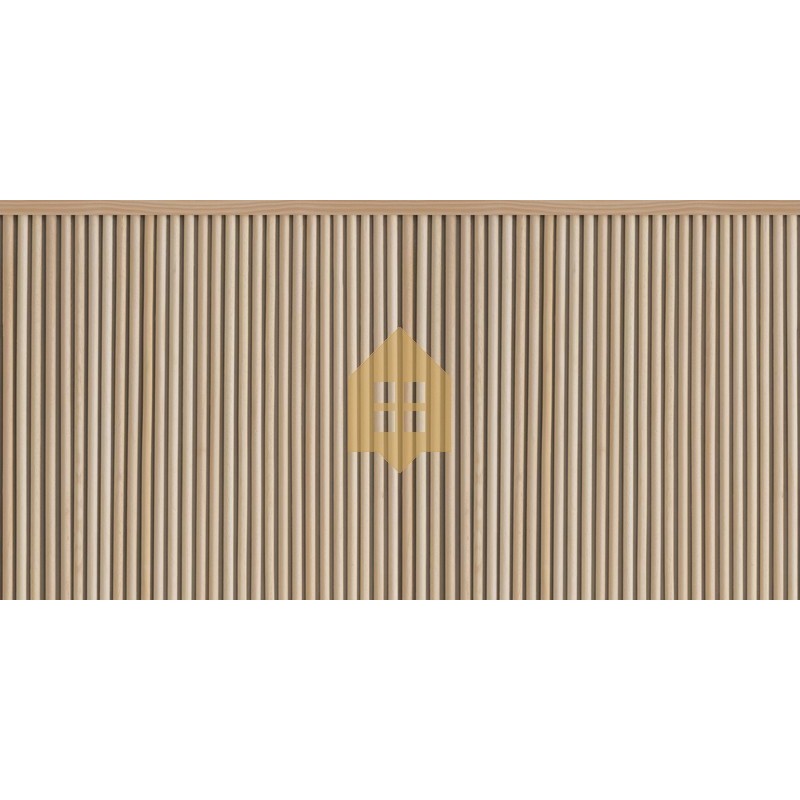 Papel pintado tipo zócalo Wood Base de Caselio con relieve tridimensional que imita paneles y molduras de madera clásicas.